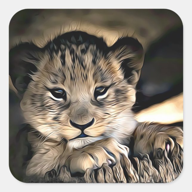 Cute Baby Lion Cub Stickers (Devant)