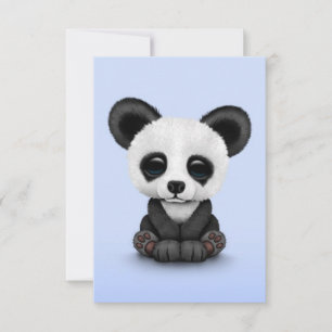 Cute Baby Panda Bear Cub on Light Blue