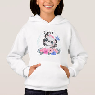 Cute Baby Panda Flower Wreath Nom personnalisé