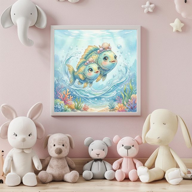 Cute Baby Pisces Zodiac Wall Art Poster (Créateur téléchargé)