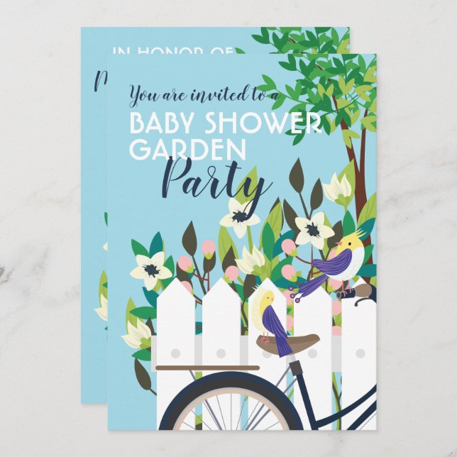 Cute Baby shower Garden Party Invitation florale (Devant / Derrière)