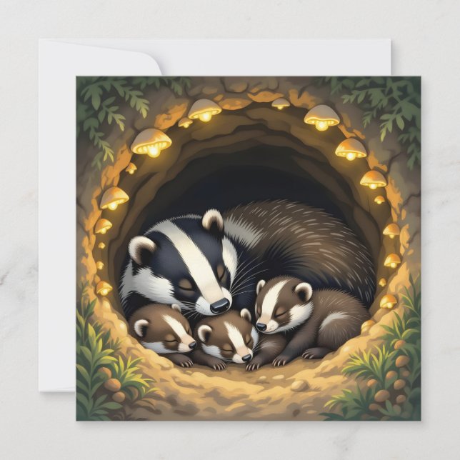 Cute Badger Family Napping (Devant)