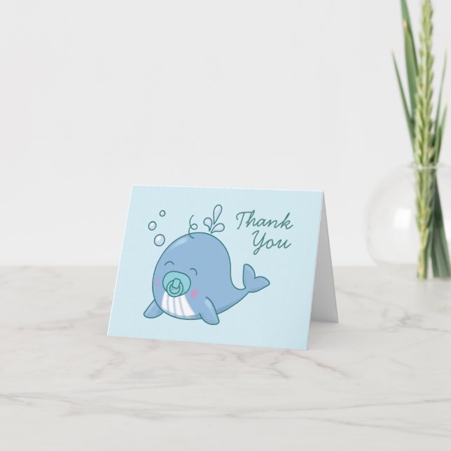 Cute baleine Baby shower Kawaii Boy Merci bleu (Devant)