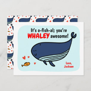 Cute baleine et classe de poisson Valentine Cartes