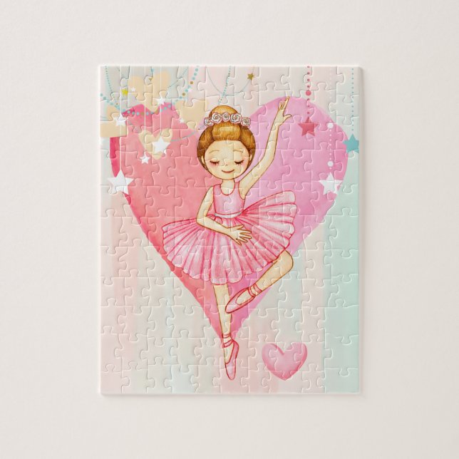 Cute Ballerina Étoiles et Coeurs Puzzle (Vertical)