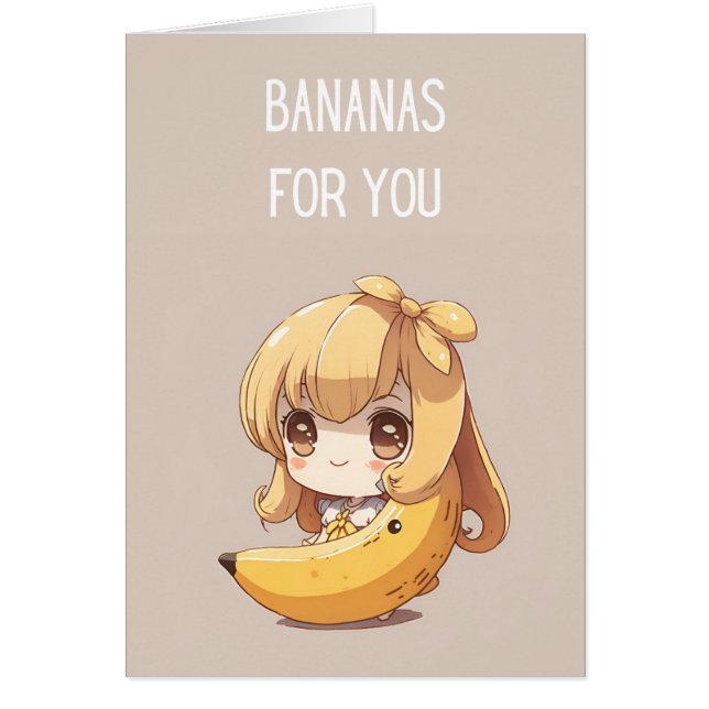Cute Banana Girl Valentine's Day Card (Devant)