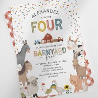 Cute Barnyard Farm 4ème anniversaire Invitation