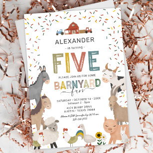 Cute Barnyard Farm 5e anniversaire Invitation