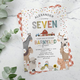 Cute Barnyard Farm 7ème anniversaire Invitation