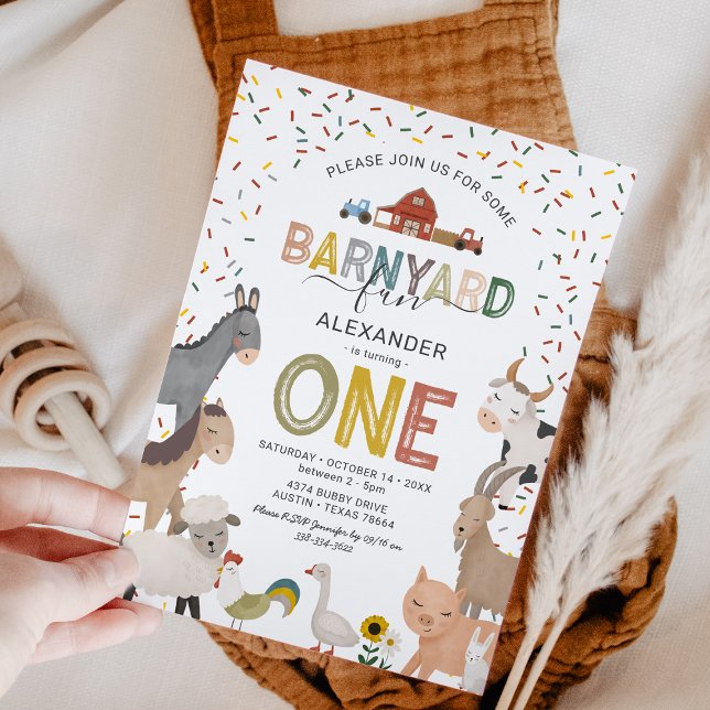 Cute Barnyard Farm First Birthday Invitation (Créateur téléchargé)