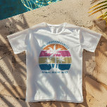 Cute Beach Coucher de soleil Palmiers Personnalisé<br><div class="desc">Ce mignon T-shirt tricolore au coucher du soleil de palmier tropical est parfait pour une escapade de printemps avec vos amis de la sororité de l'université ou des vacances amusantes de bateau de croisière en famille. Personnalisez un ensemble de t-shirts customisés pour votre sortie en groupe à la plage ou...</div>