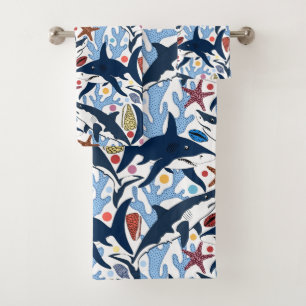 Cute Beach requin carrelé motif de serviettes de b