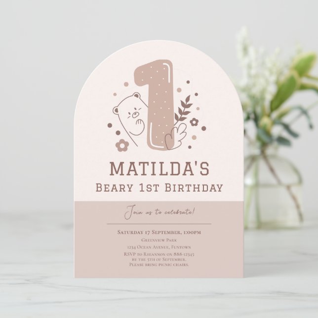 Cute Bear 1er invitation anniversaire (Debout devant)