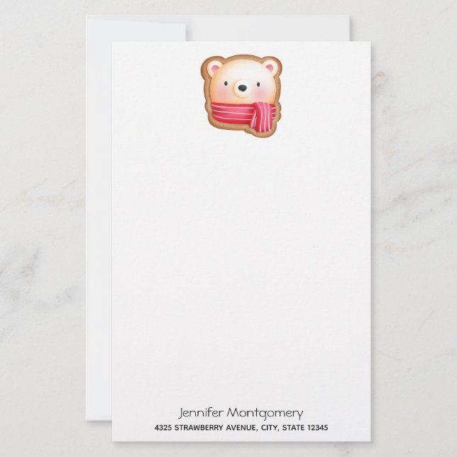 Cute Bear Face Red Scarf et Rosy Cheeks Christmas (Devant)