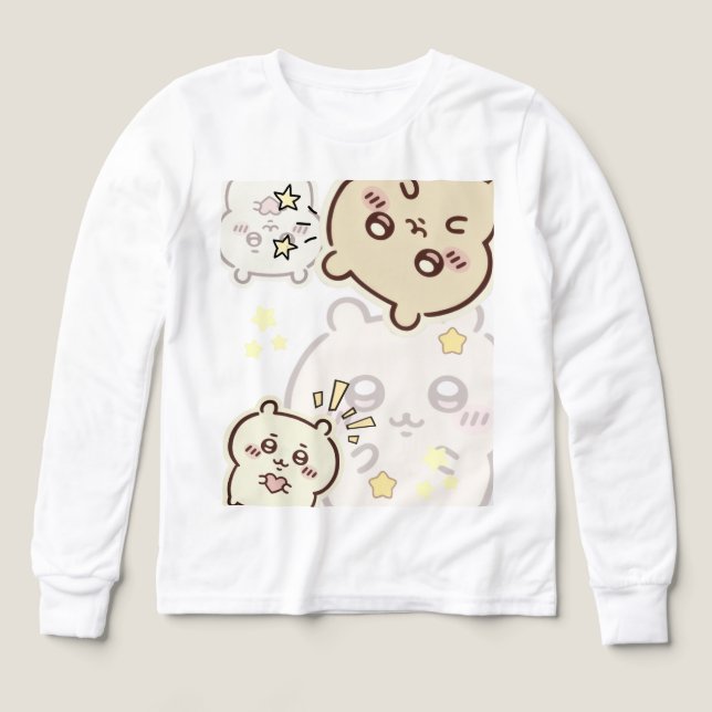 Cute Bear Friends Pattern - Kids' Long Sleeve (Motif recto)