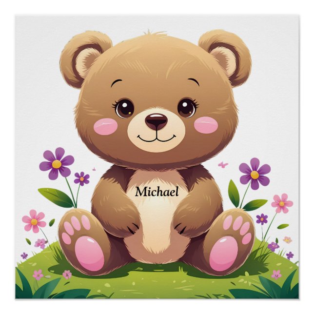 Cute Bear – Glossy Perfect Poster for Kids Room (Devant)