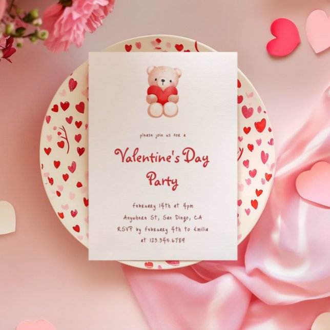 Cute Bear Hearts Valentine's Day Party Invitation (Créateur téléchargé)
