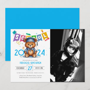 Cute bear Kindergarten Graduation Invitation