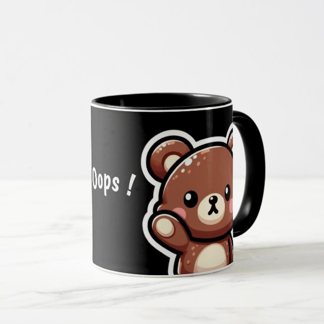 Cute Bear Oops Mug | Funny Kawaii Coffee Cup (Devant droit)