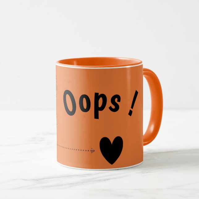 Cute Bear “Oops!” Orange Mug – Kawaii Bear Coffee  (Devant droit)