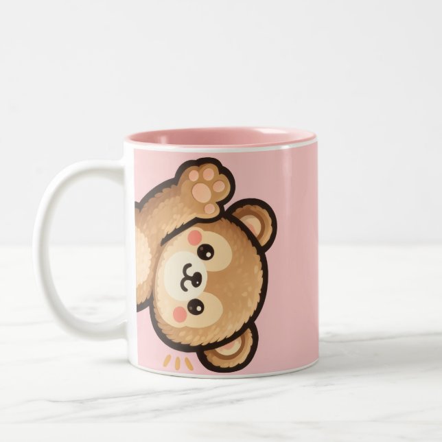 Cute Bear Pink Mug | Kawaii Aesthetic Coffee Cup (Gauche)