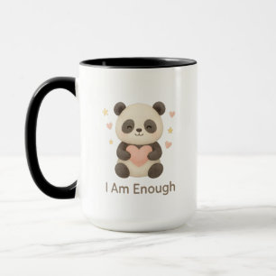 Cute Bear with Pink Heart — I Am Enough mug