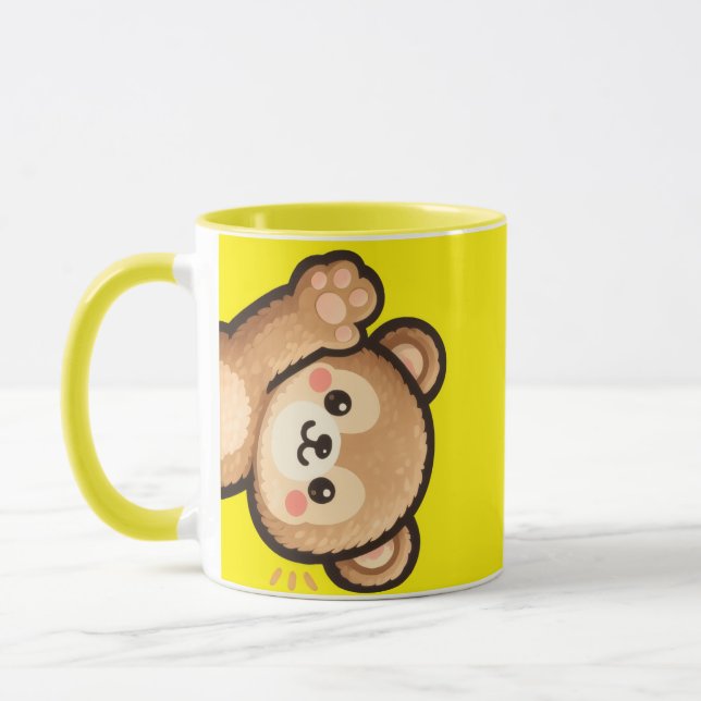 Cute Bear Yellow Mug | Kawaii Coffee Cup (Gauche)