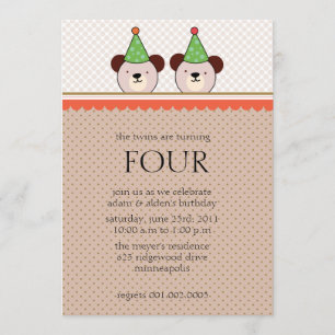 Cute Bears - Invitations d'anniversaire de jumeaux
