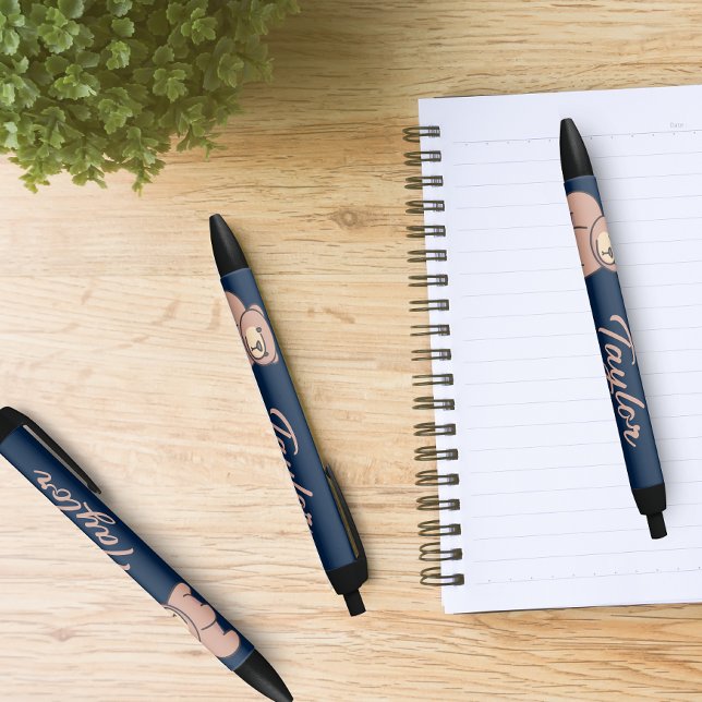 Cute Bébé Bear Cub Stylo à encre noire personnalis (Créateur téléchargé)