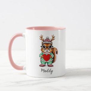 Cute bébé écureuil personnalisé Mug de Noël