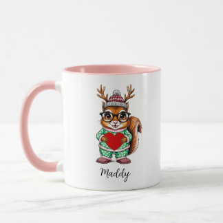 Cute bébé écureuil personnalisé Mug de Noël