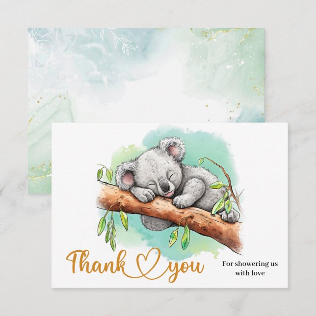 Cute bébé koala carte de remerciements (Devant / Derrière)