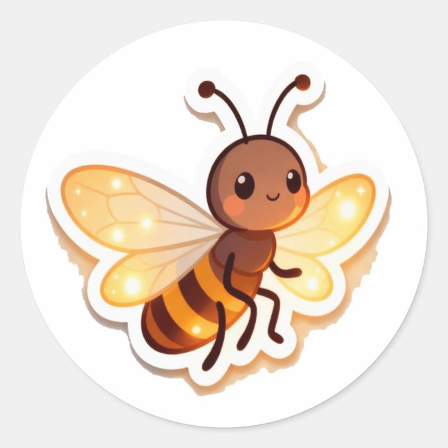 Cute Bee Cartoon Sticker (Devant)