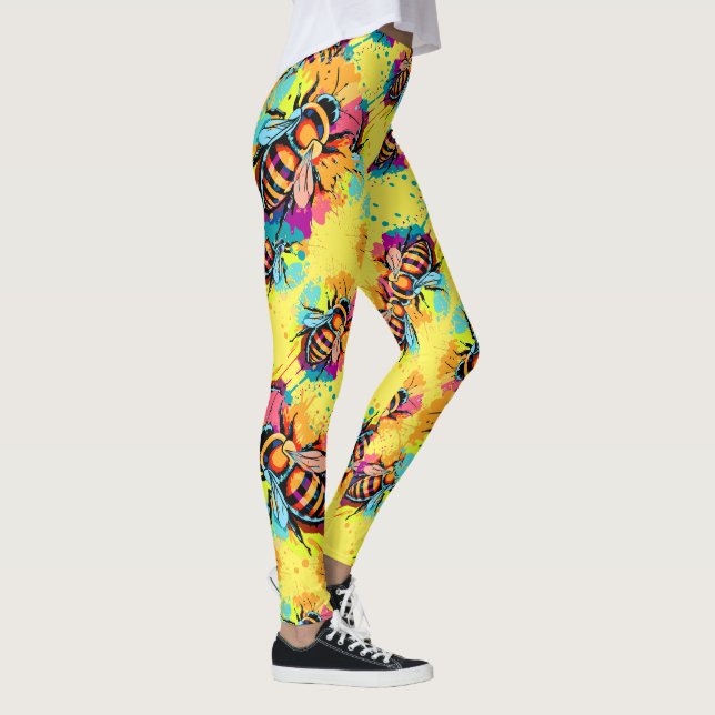 Cute Bee Leggings - Jaune Honey Bees Leggings (Droite)