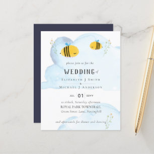 Cute Bees World Aquarelle Faire-part de mariage