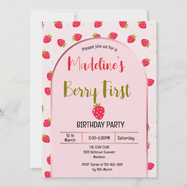 Cute Berry First Arch invitation  (Devant)