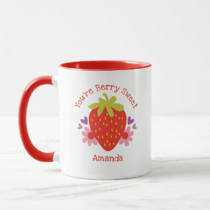 Cute Berry Sweet Red Strawberry Floral Mug