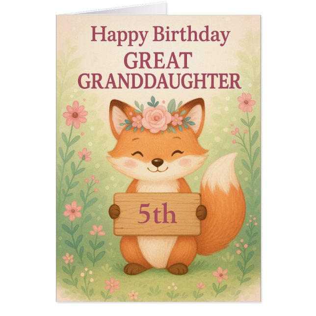 Cute Birthday MIlestone Card Great Granddaughter (Devant)