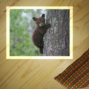 Cute Black Bear Cub Escalade a Tree Puzzle