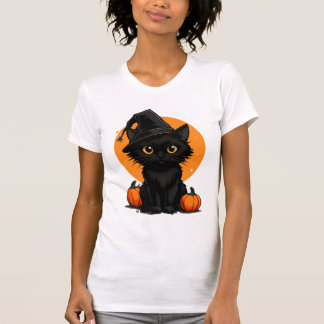 Cute Black Cat Cartoon T-Shirt | Funny Gift for Ca