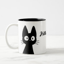 Cute Black Cat Mug - Drôle Hello Hooman Coffee Cup