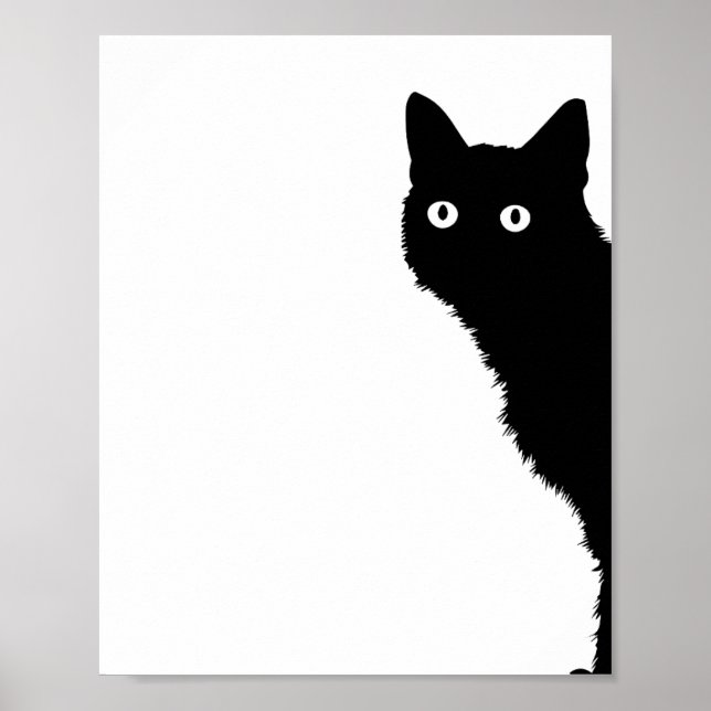 Cute Black Cat Side Look Poster for Cat Lovers (Devant)