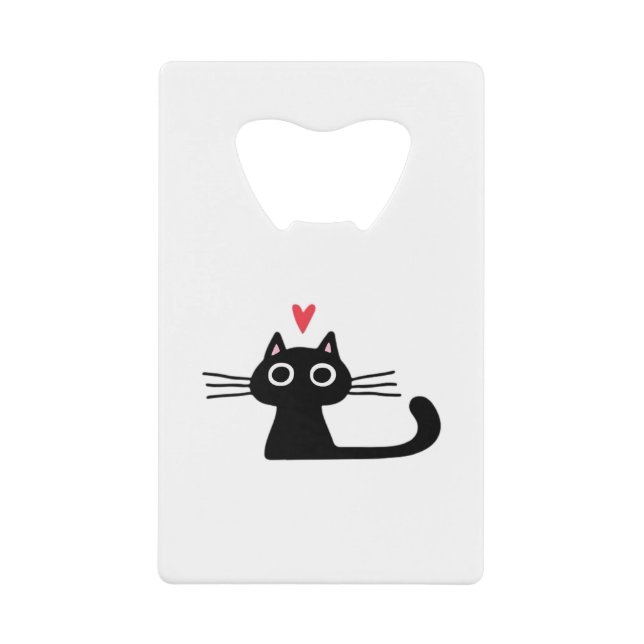 Cute Black Cat with Heart  Kitten Valentine Classi (Devant)