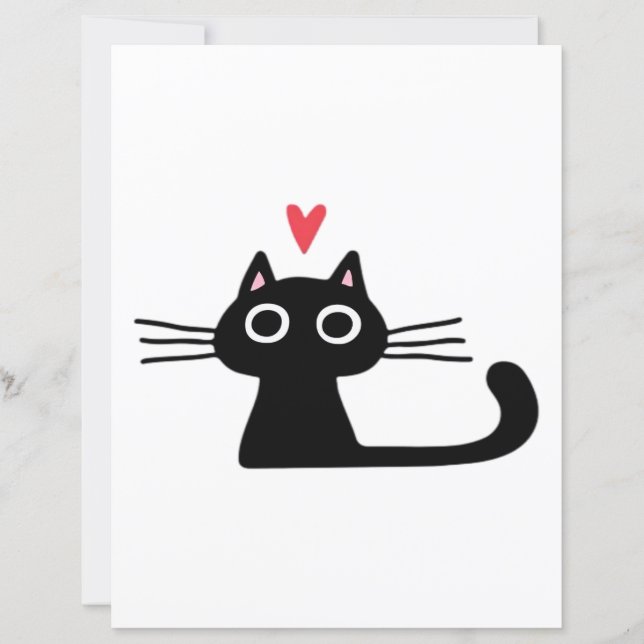 Cute Black Cat with Heart  Kitten Valentine Classi (Devant)