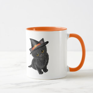 Cute black Halloween chaton mug