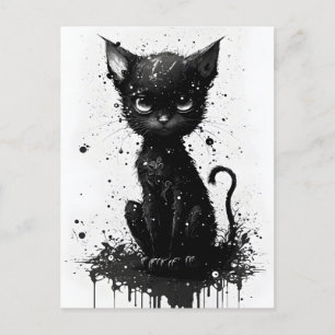 Cute Black Kitten Enk Imprimer Goth Carte postale