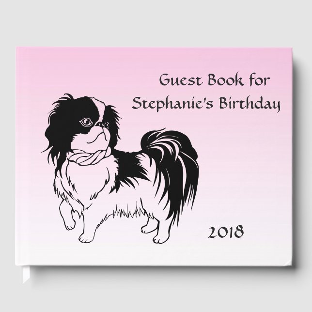 Cute Black White Chien rose Anniversaire Livre d'i (Recto)