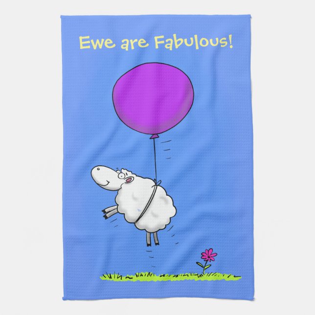 Cute blanc mouton dessin animé serviette de cuisin (Vertical)