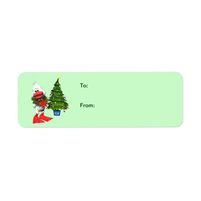 Cute blanc Noël Canard Étiquettes cadeaux (Devant)