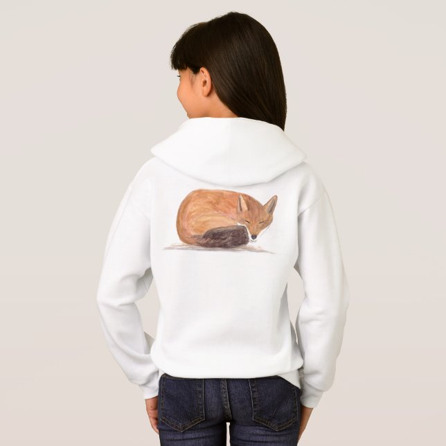 Cute blanc renard aquarelle Forêt Fille sauvage (Dos entier)